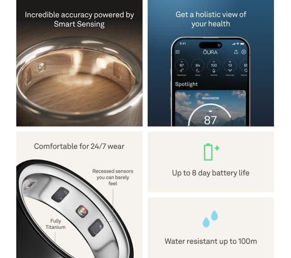 Oura Ring 4 Smart Ring - Black, Size 9 - Image 5