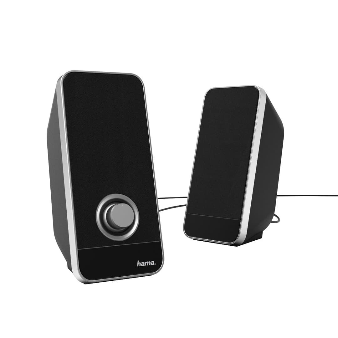 Hama Sonic LS-206 2.0 USB-Powered PC Speakers, 6 W - Black/Silver - Image 1