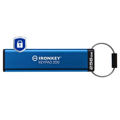 Kingston IronKey Keypad 200 USB-A Encrypted USB Flash Drive, FIPS 140-3 Level 3 AES-256 - 256GB - Image 1