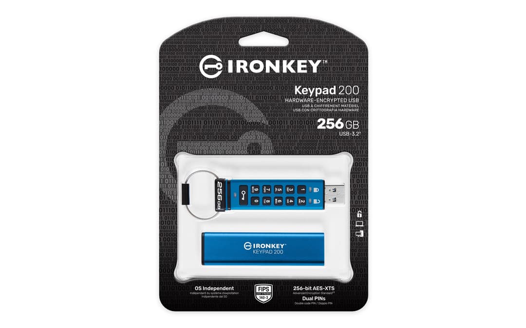 Kingston IronKey Keypad 200 USB-A Encrypted USB Flash Drive, FIPS 140-3 Level 3 AES-256 - 256GB - Image 3