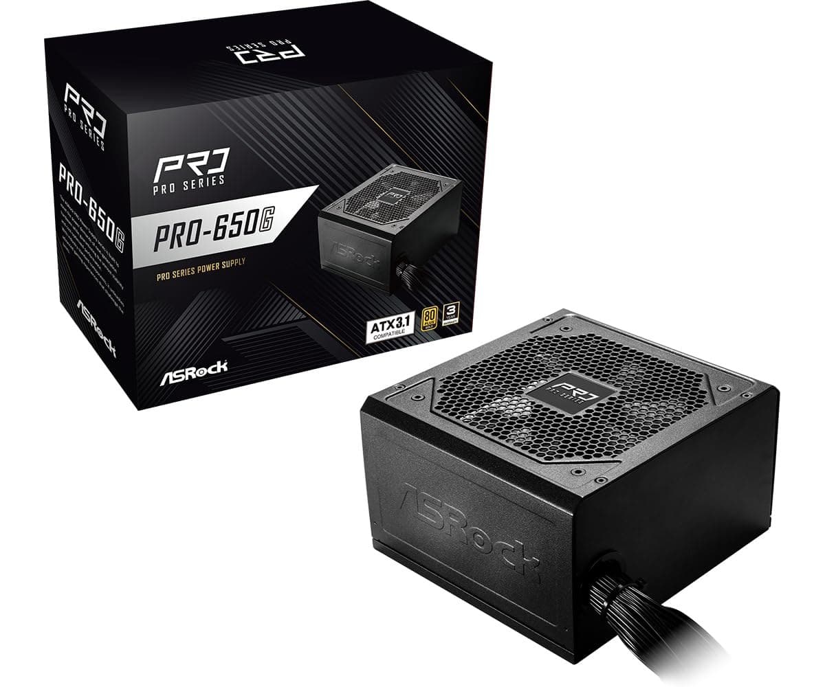 ASRock PRO-650G 650W 80 PLUS Gold ATX 3.1 PCIe 5.1 PSU - Black
