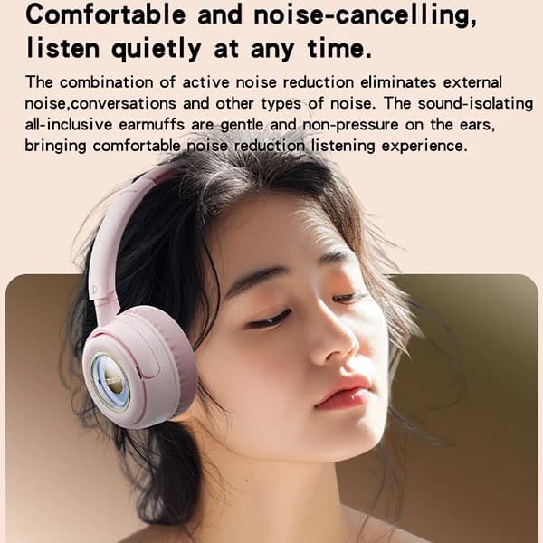 Yesido EP06 Wireless Bluetooth 5.3 RGB Headphones - Pink - Image 2