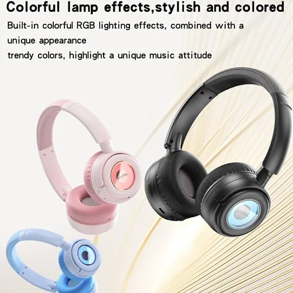 Yesido EP06 Wireless Bluetooth 5.3 RGB Headphones - Pink - Image 4