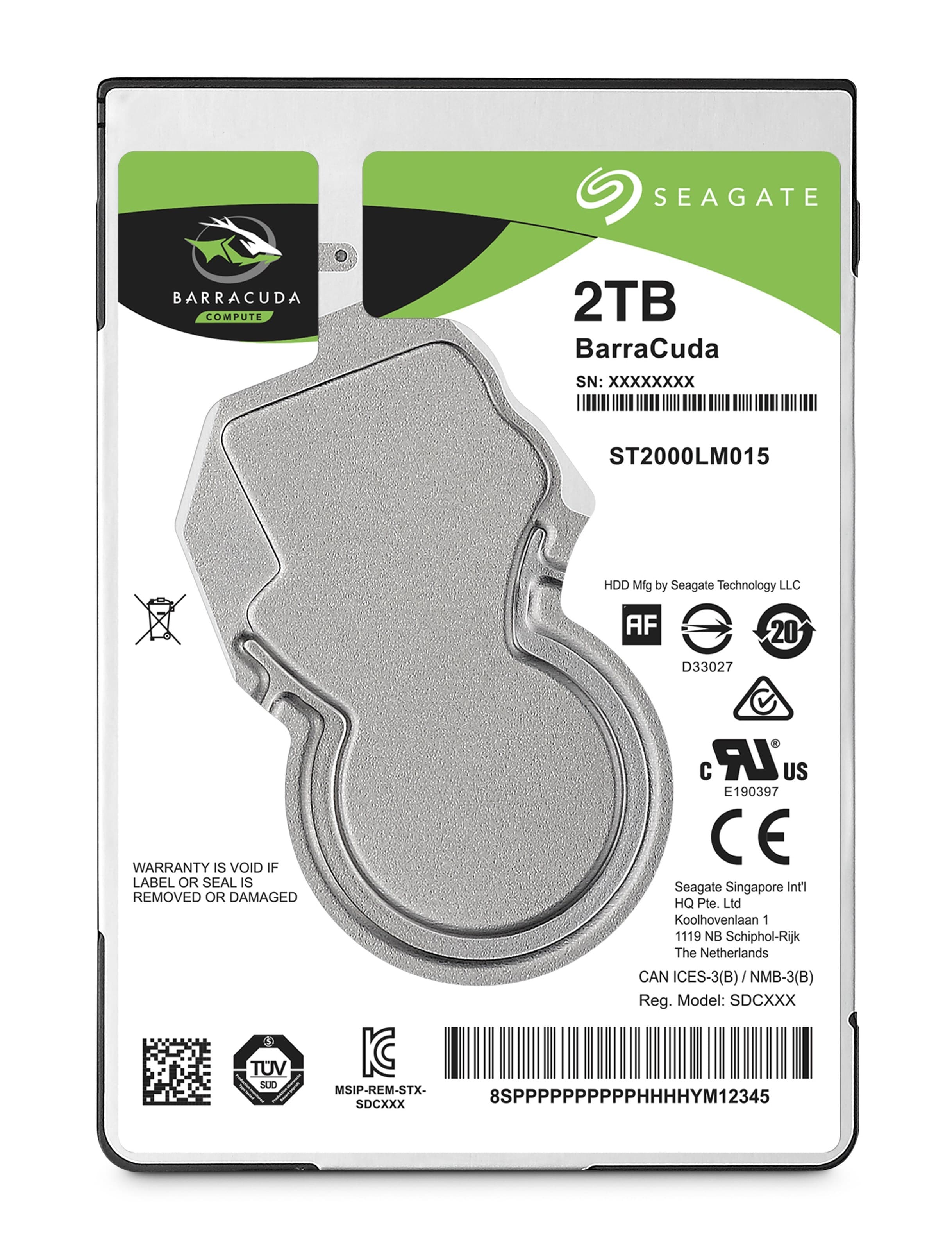 Seagate BarraCuda 2TB 2.5" Internal Hard Drive - 5400 RPM, 7mm, SATA III (ST2000LM015)