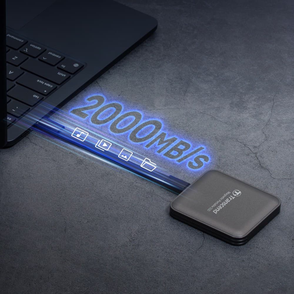 Transcend ESD420 Portable Magnetic SSD USB 20Gbps Type-C MagSafe 2TB - Iron Grey - Image 5