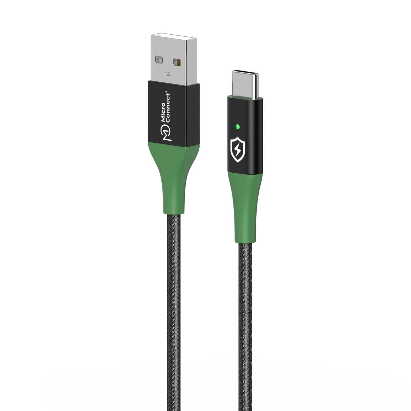 MicroConnect Smart Charge USB-A to USB-C Cable 1m - Black/Green