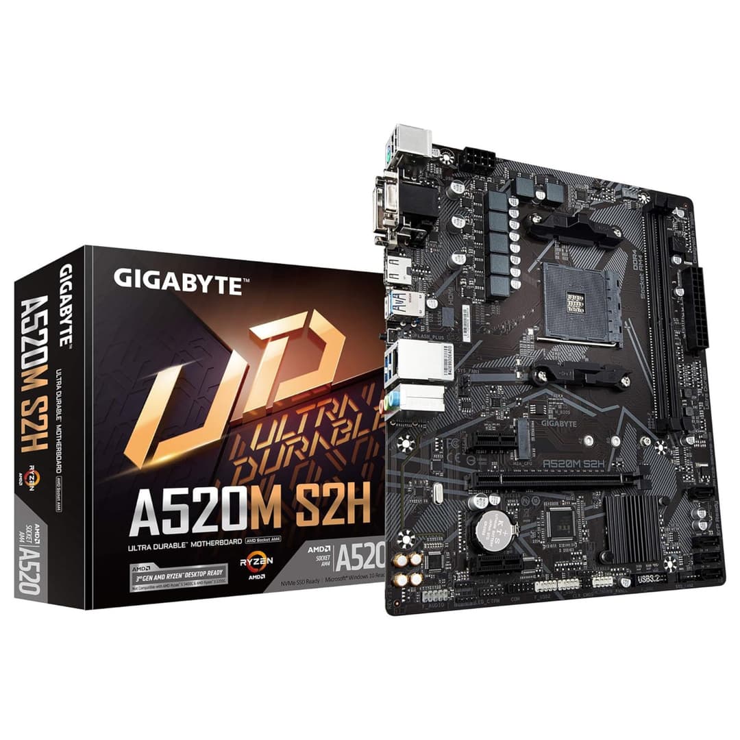 GIGABYTE AMD A520M S2H DDR4 micro ATX AM4 Motherboard - Image 1