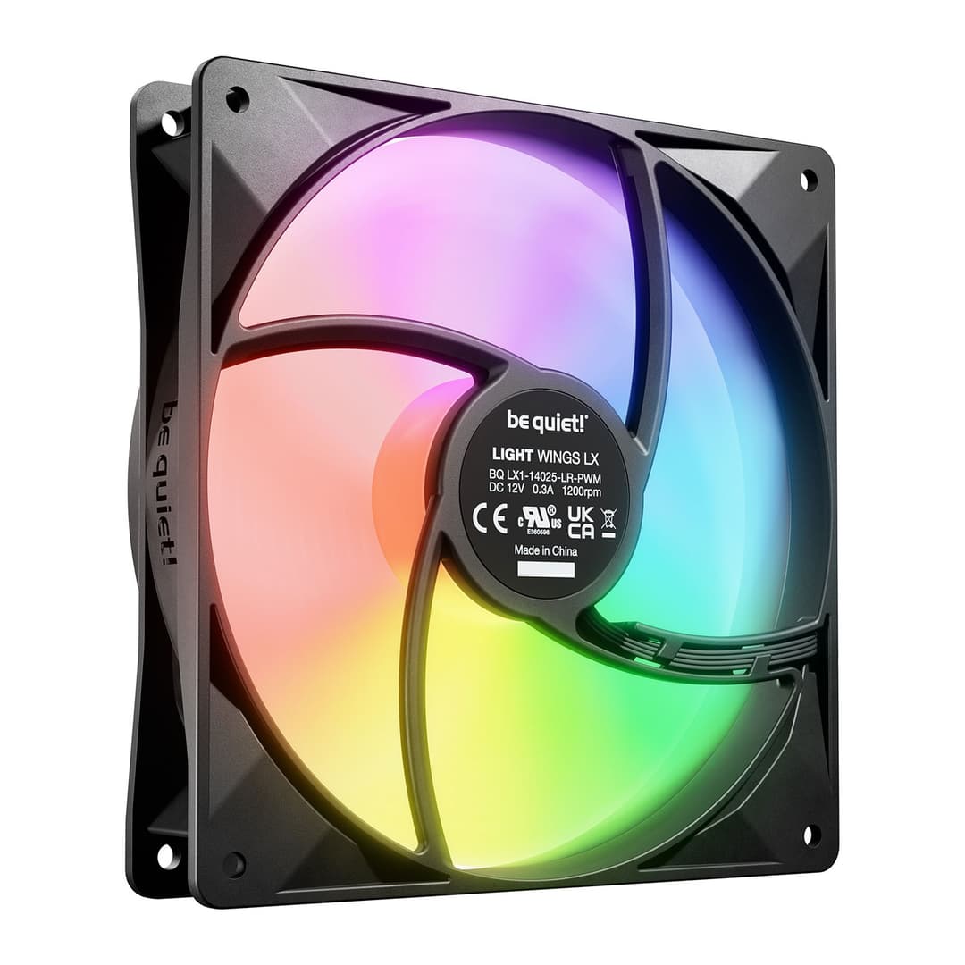 be quiet! Light Wings LX 140mm PWM ARGB 7 Blades Case Fan Triple Pack - Black - Image 4