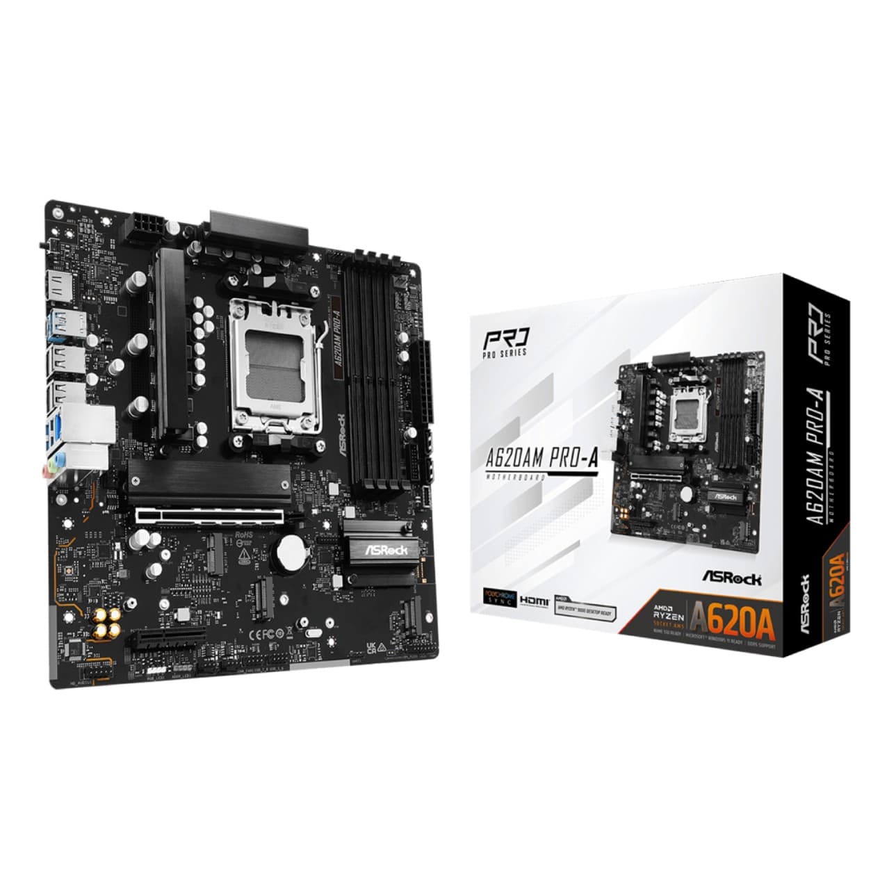 ASRock A620AM PRO-A AMD A620A DDR5 Micro-ATX Socket AM5 Motherboard - Wired