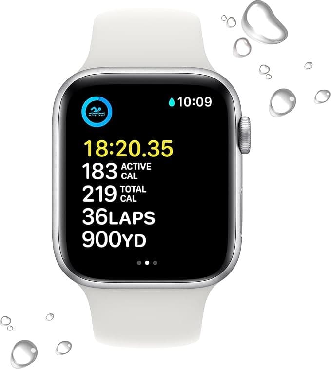 Apple Watch SE 2nd Gen GPS 44mm Aluminium Case with Sport Band S/M - Silver - Image 2