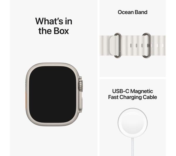 Apple Watch Ultra GPS + Cellular 49mm Titanium Case with White Ocean Band - Image 8