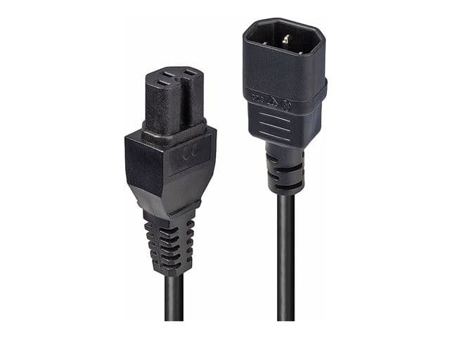 Lindy 30314 2m IEC C14 to IEC C15 Hot Condition Power Cable - Black - Image 2