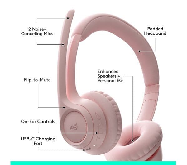 Logitech Zone 300 Wireless Headset - Rose - Image 6