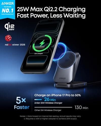 Anker Prime 3‑in‑1 Wireless Charger, Qi2‑Certified 25W, MagSafe‑Compatible - Image 5