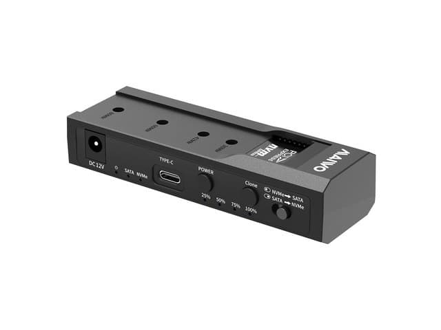 MAIWO Dual Bay USB Type C Hard Drive Enclosure HDD / SSD Duplicator for 2.5/3.5 Inch SATA Hard Drive and M.2 NVMe SSD, Support Offline Clone and.