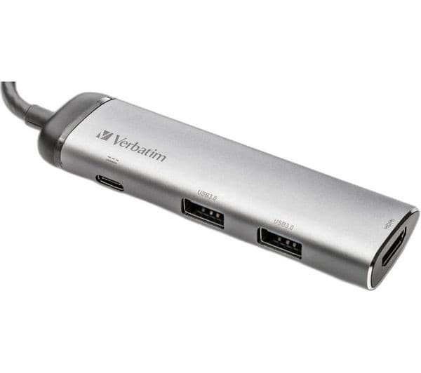 Verbatim 4-Port USB Type-C Hub - Grey - 49140