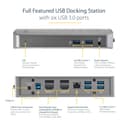 StarTech DK30A2DHU USB-C USB-A Dock - Hybrid Universal USB 3.0 Docking Station for USB-C or USB-A Laptop - Dual Monitor 4K 60Hz HDMI/DisplayPort - 6x USB-A, GbE - USB 5Gbps - Windows/Mac thumbnail 4