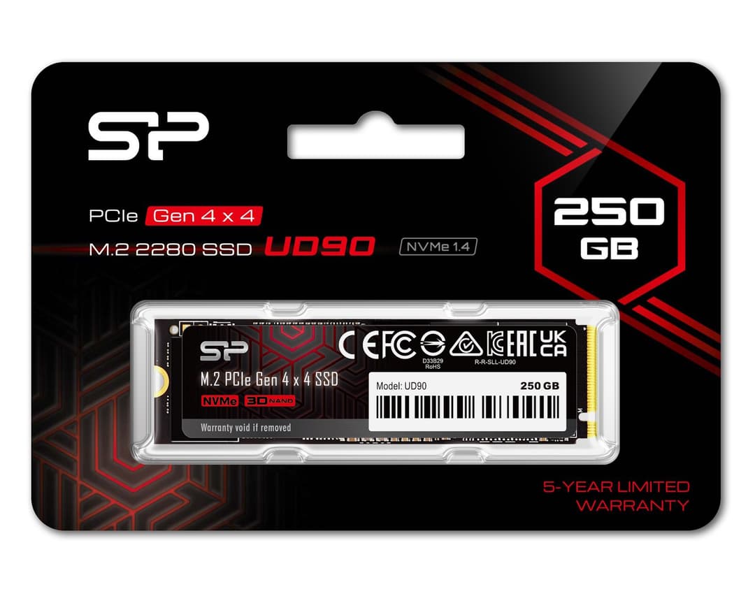 Silicon Power UD90 PCIe Gen 4x4 NVMe 1.4 M.2 2280 SSD 250GB - Image 2
