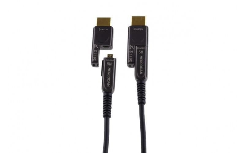 Mercodan Fibre Optic HDMI 2.0 Cable 18Gbps 4K 60Hz, Detachable Connectors, Black - 100m