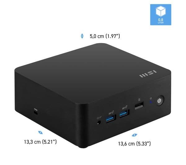 MSI Cubi NUC 1M Mini Desktop PC - Intel Core 3 100U, 8GB RAM, 512GB SSD, Windows 11 Pro, Black - Image 3