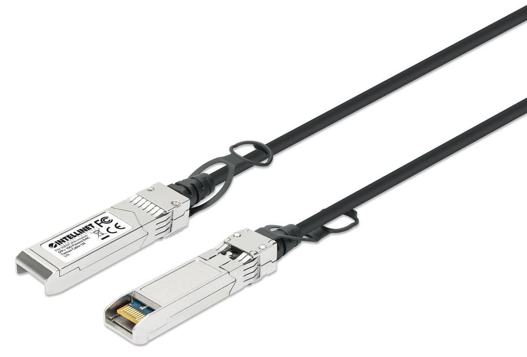 Intellinet 1m 10G SFP+ Passive Direct Attach Twinax Cable, 30AWG, Cisco SFP-H10GB-CU1M Compatible - Black (508391) - Image 1