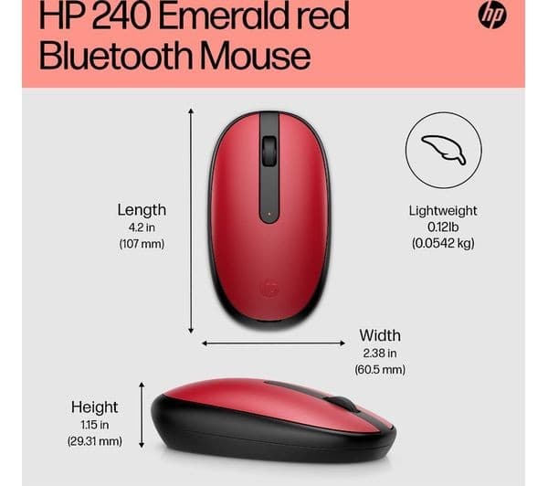 HP 240 Bluetooth Wireless Optical Mouse - Red - Image 4