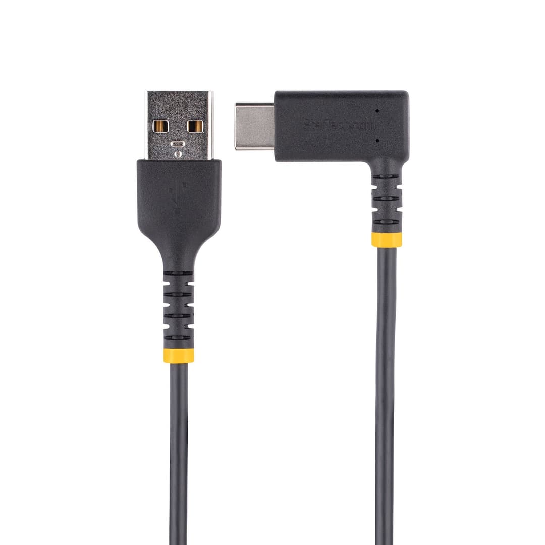 StarTech.com 1ft (30cm) USB-A to USB-C Fast Charging Cable, Rugged, Right-Angled, Charge & Sync, 3A, USB 2.0, TPE Jacket and Aramid Fiber - USB Charging Cord - Image 3