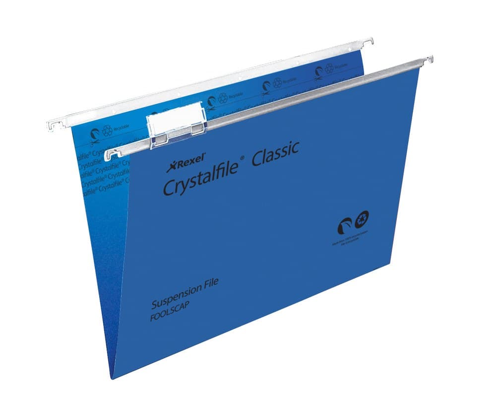 Rexel Crystalfile Classic Foolscap Suspension File 15mm Blue (50) - Image 1