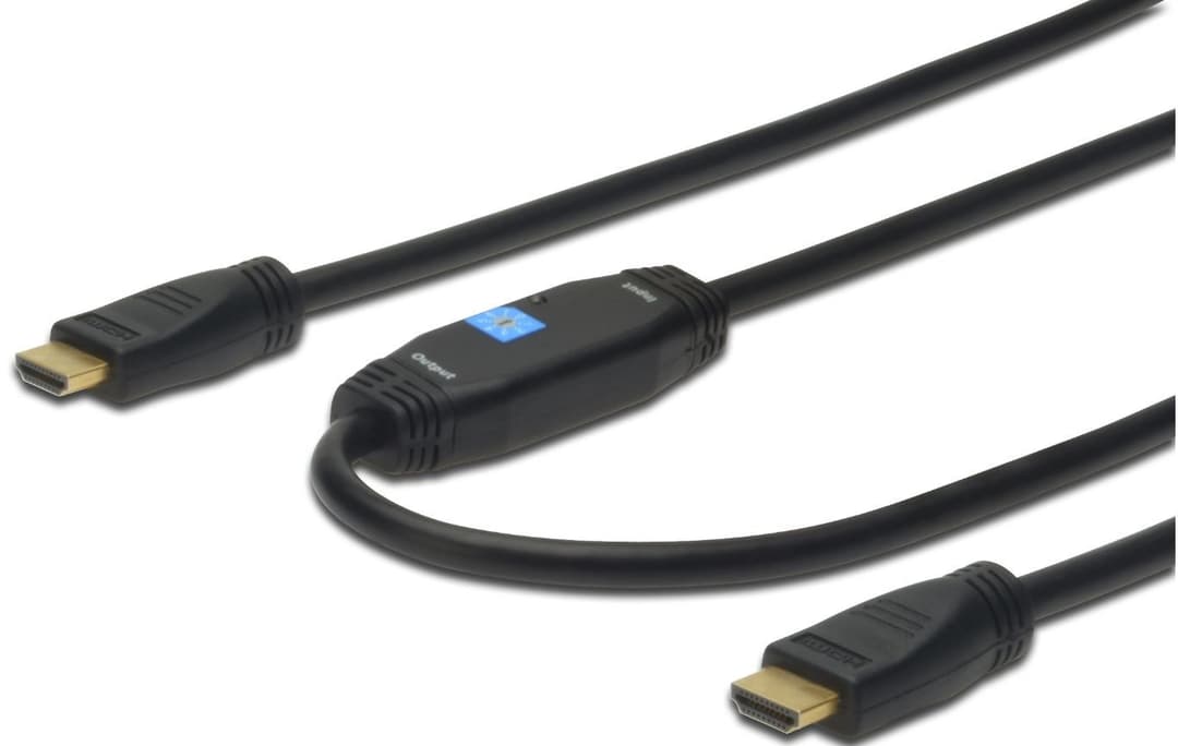 Digitus HDMI High Speed Cable with Amplifier, Type A Male to Male, 40 m, Full HD, Gold-plated, Black - Image 1