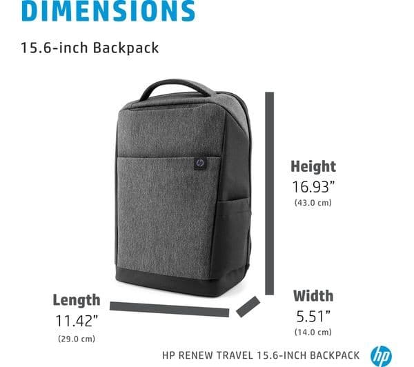 HP Renew Travel 15.6in Laptop Backpack - Grey (2Z8A3AA) - Image 4