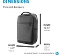 HP Renew Travel 15.6in Laptop Backpack - Grey (2Z8A3AA) thumbnail 4