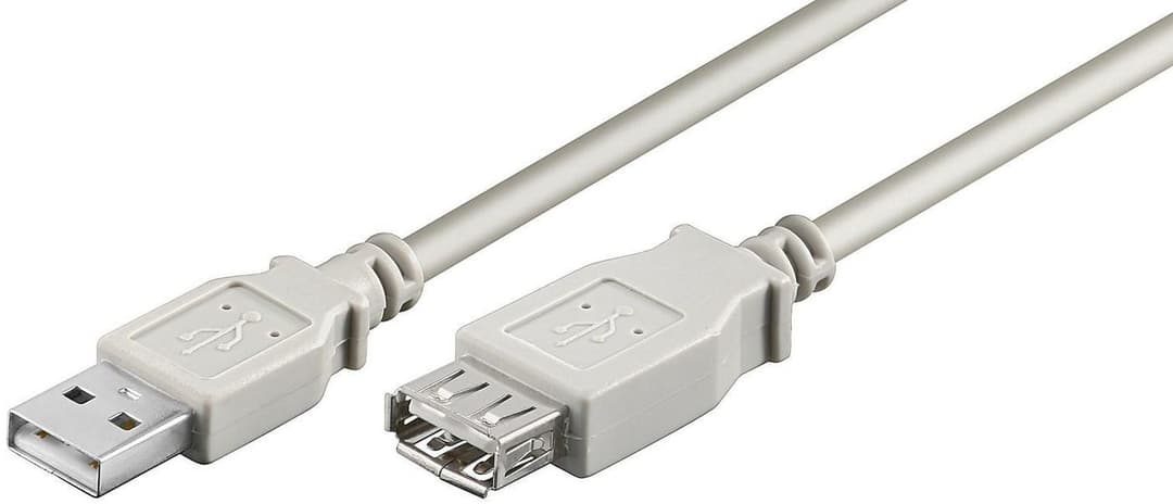 Microconnect USB 2.0 Extension Cable A Male to A Female 0.1m - Grey - Image 1
