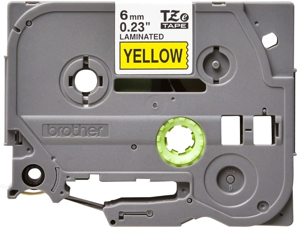 Brother TZe P-touch Laminated Labelling Tape Cassette 6mm x 8m - Black on Yellow - Image 2