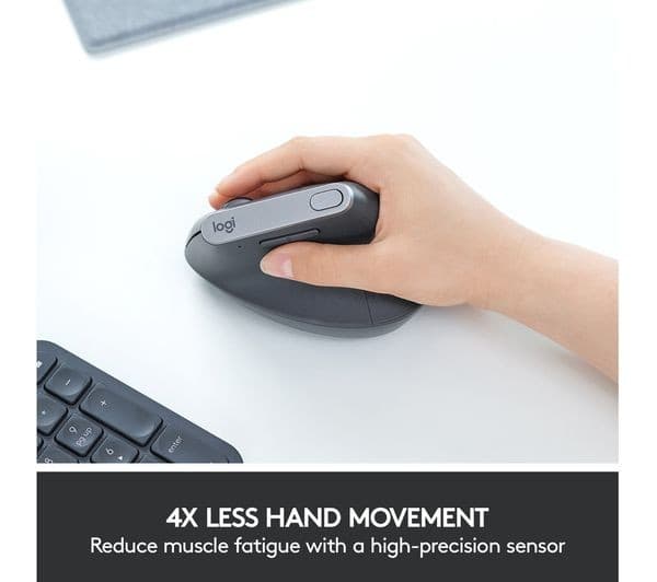 Logitech MX Vertical Ergonomic Wireless Mouse (910-005448) - Bluetooth / USB Receiver - Graphite - Image 5