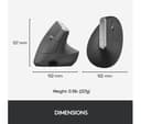 Logitech MX Vertical Ergonomic Wireless Mouse (910-005448) - Bluetooth / USB Receiver - Graphite thumbnail 8