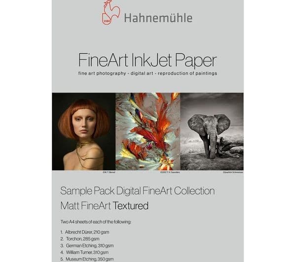 Hahnemuhle Digital FineArt Sample Pack Matt FineArt Textured A4 - 5 Papers, 10 Sheets