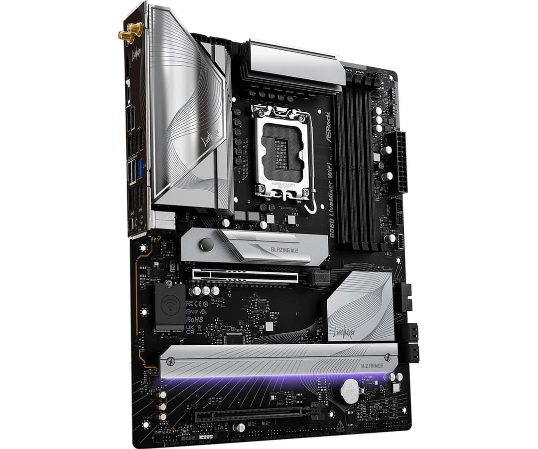 ASRock B860 LiveMixer WiFi Intel B860 LGA 1851 (Socket V1) DDR5 ATX Motherboard - Image 3