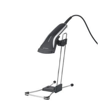 Opticon OPR-2001Z Ultra-Thin 1D Laser Barcode Scanner, USB, with Stand - Black - Image 1