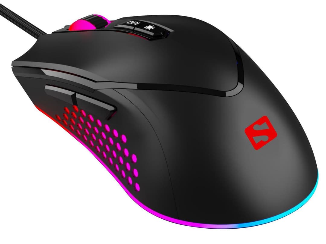 Sandberg Azazinator Mouse 6400 Wired RGB Gaming Mouse, 6400 DPI, 7 Buttons, Black (640-20) - Image 1