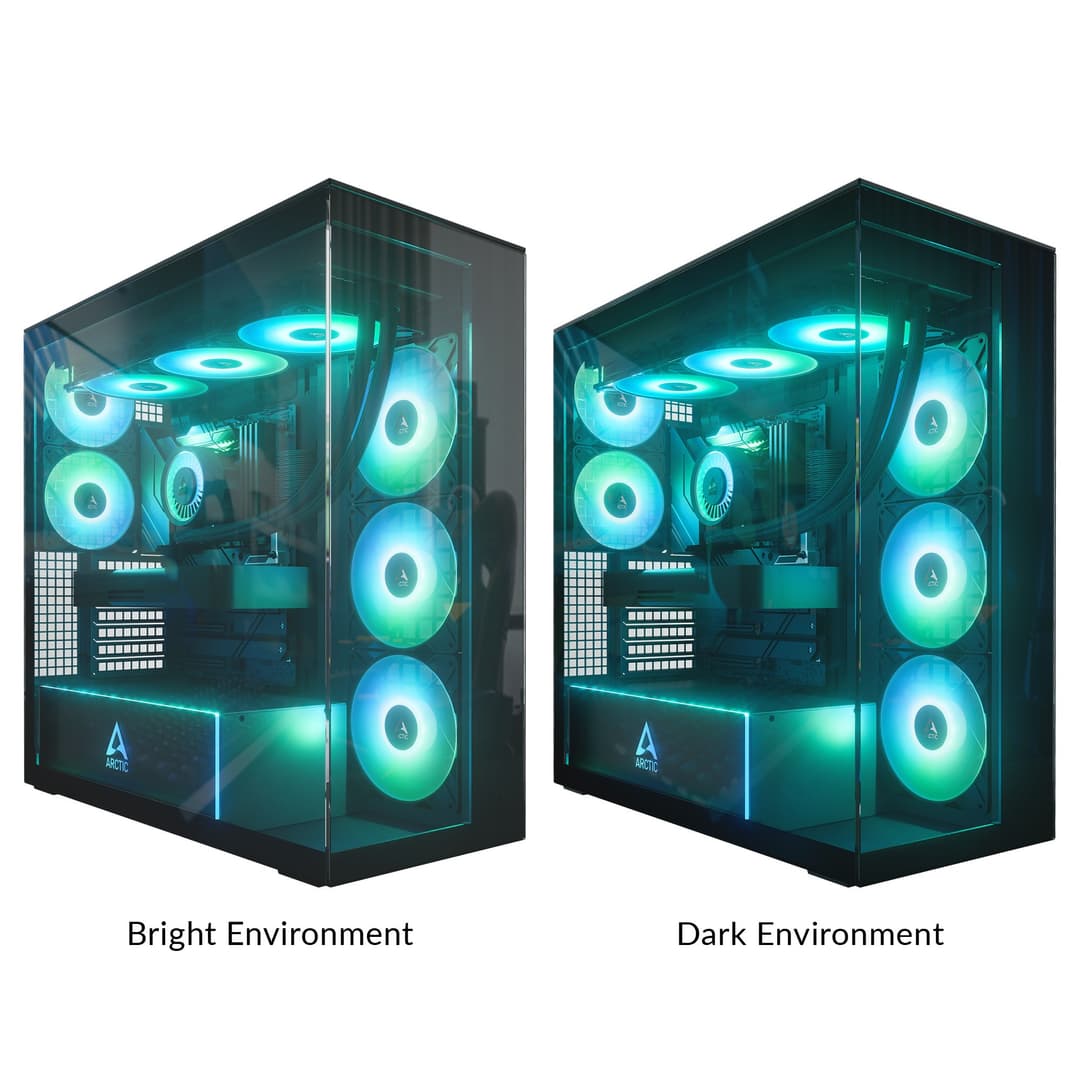 Arctic Xtender ARGB Tempered Glass E-ATX Mid Tower PC Case - Clear Glass - Black - Image 2