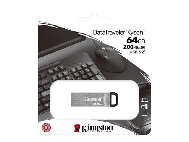 Kingston DataTraveler Kyson USB 3.2 Gen 1 Metal Flash Drive 64GB - Silver - Image 4