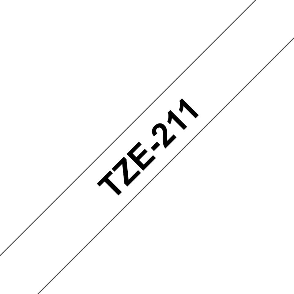 Brother TZe P-touch Laminated Labelling Tape Cassette 6mm x 8m - Black on White - Image 1