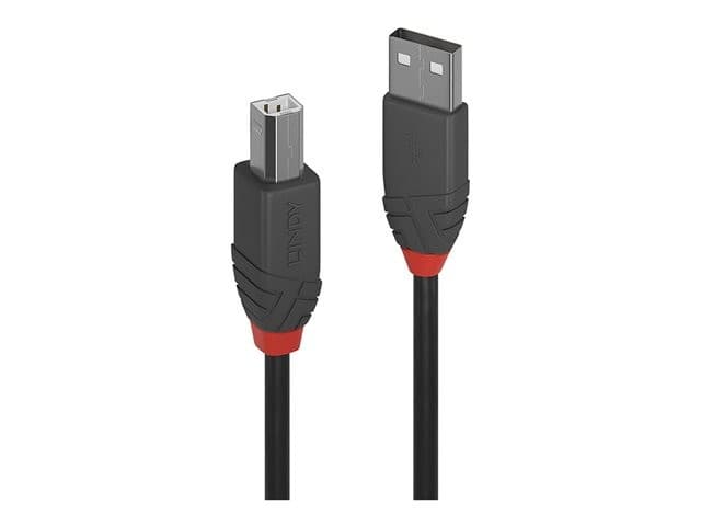 Lindy 0.2m USB 2.0 Type A to B Cable, Anthra Line, Black - Image 2