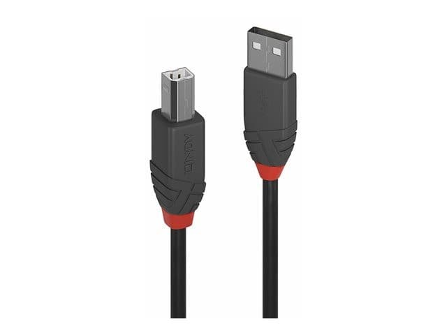 Lindy 0.2m USB 2.0 Type A to B Cable, Anthra Line, Black - Image 3