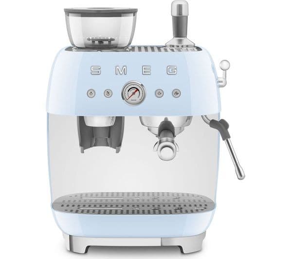Smeg EGF03PBUK 50's Style Espresso Coffee Machine with Grinder - Pastel Blue