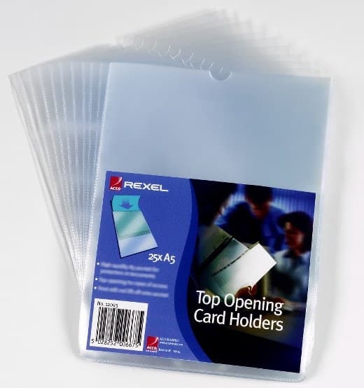Rexel Nyrex Clear A5 Card Holders (Pack of 25)