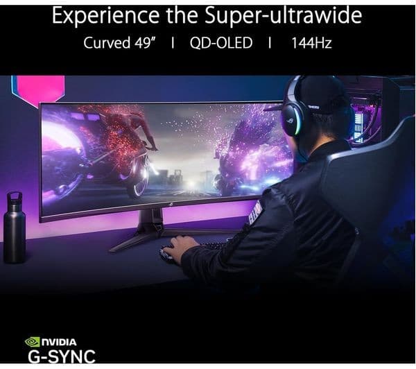 ASUS ROG Swift PG49WCD 49" DQHD 5120x1440 Curved QD-OLED 144Hz Gaming Monitor - Black - Image 3