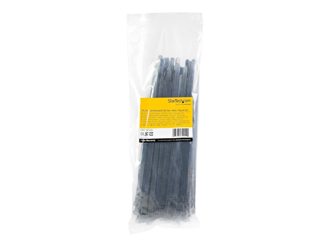 StarTech Cable Ties 10" 100 Pack Black - Image 1