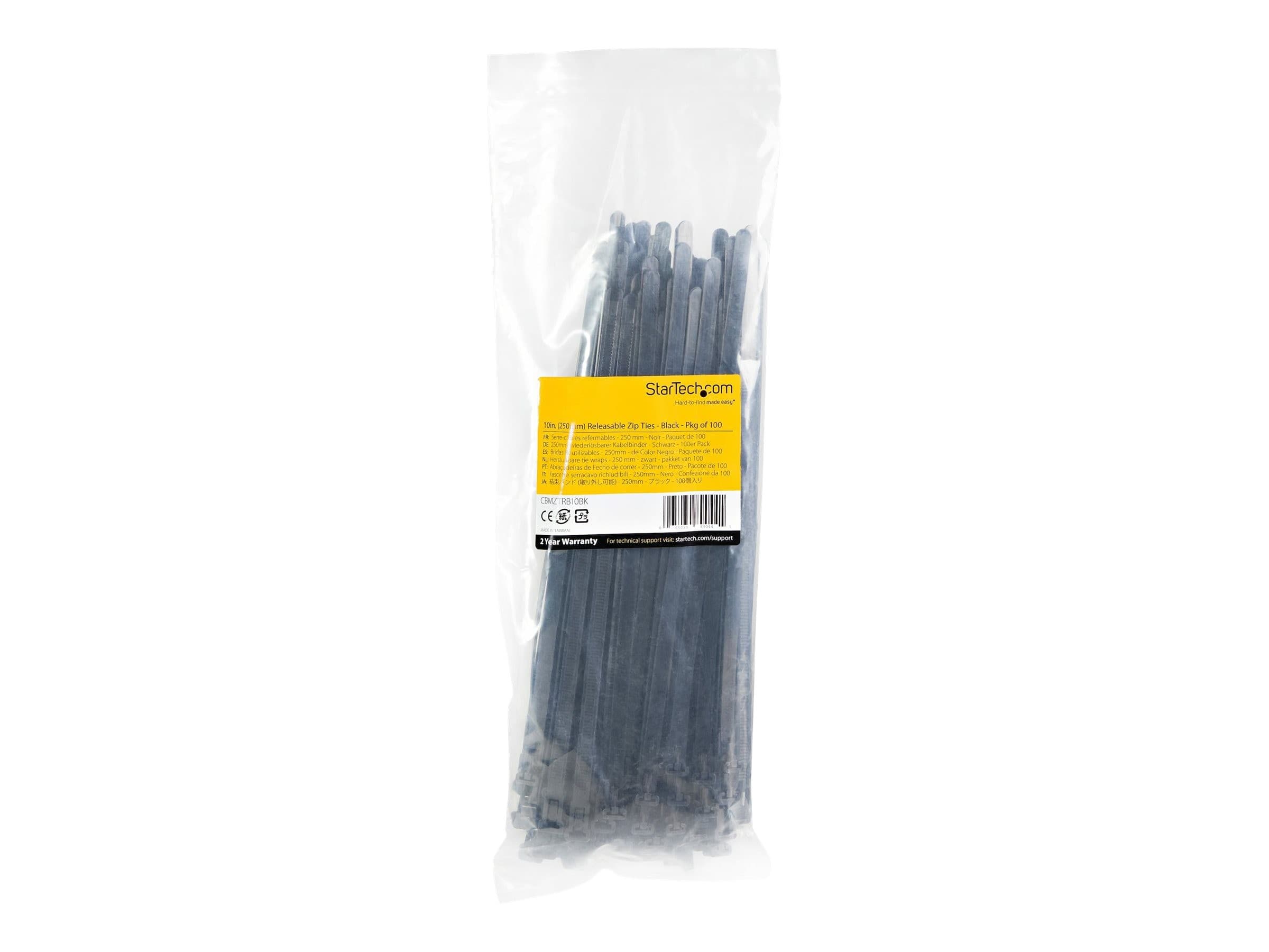 StarTech Cable Ties 10" 100 Pack Black