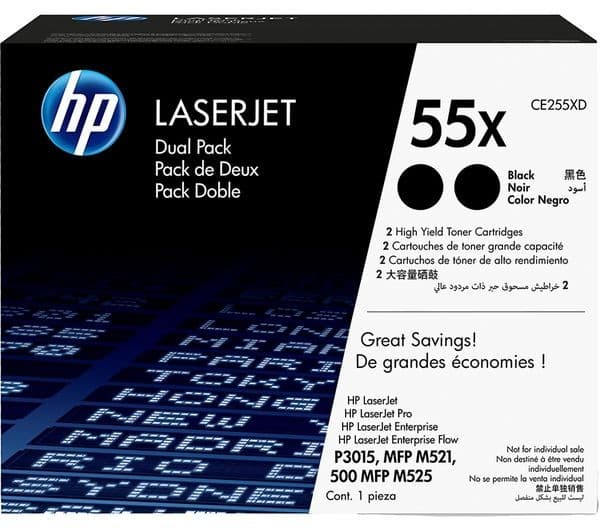 HP 55X - 2-pack - High Yield - black - original - LaserJet - toner cartridge (CE255XD)